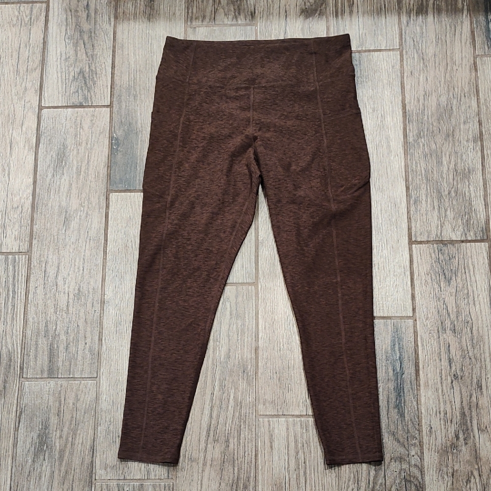 Maurices Heathered Brown High-Waisted Leggings Size Large Pockets